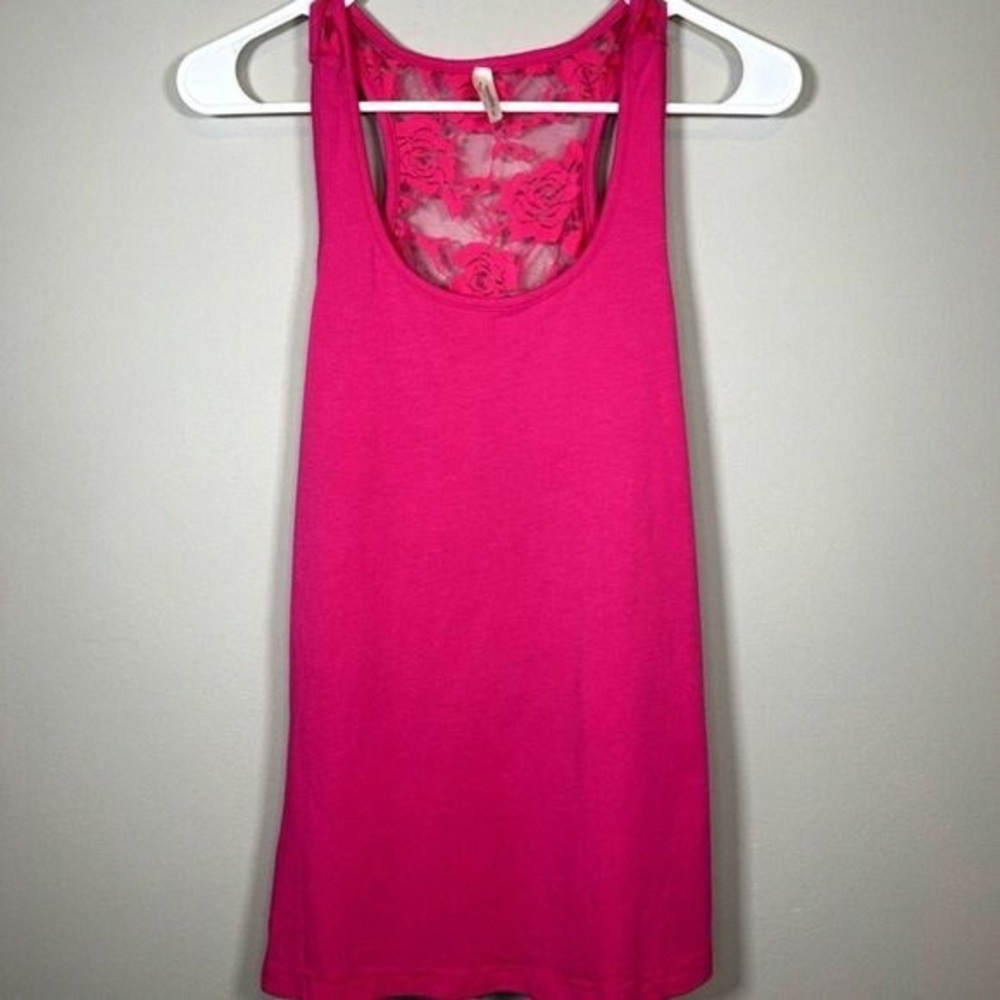 Hot Pink Lace-Back Tank Top - Women